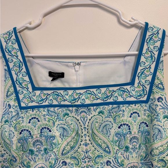 Talbots Blue and Green Paisley Mini Dress - Picture 4 of 8